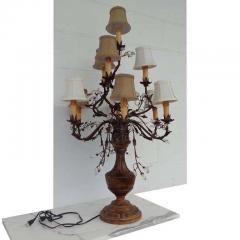 French Louis XVI Style Gilt and Crystal Candelabra Table Lamp - 2554215