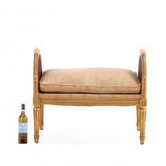 French Louis XVI Style Giltwood and Caned Bench C 1900 - 4706172
