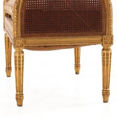 French Louis XVI Style Giltwood and Caned Bench C 1900 - 4706174