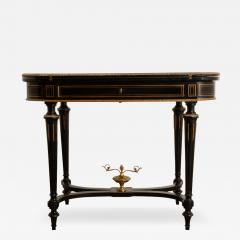 French Louis XVI Style Inlay Ebonized Game Table - 3204496