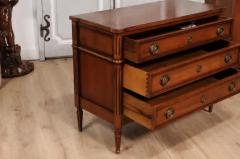 French Louis XVI Style Light Walnut Commode with Three Drawers and Fluted Motifs - 3599279