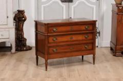 French Louis XVI Style Light Walnut Commode with Three Drawers and Fluted Motifs - 3599280