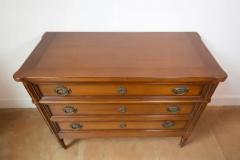 French Louis XVI Style Light Walnut Commode with Three Drawers and Fluted Motifs - 4134810