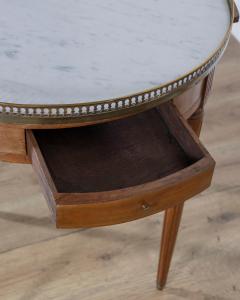French Louis XVI Style Mahogany Bouillotte Table with Carrara Marble Top - 4313742