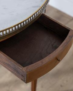 French Louis XVI Style Mahogany Bouillotte Table with Carrara Marble Top - 4313743