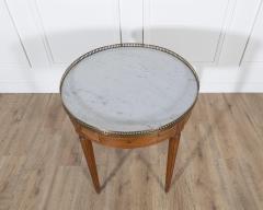 French Louis XVI Style Mahogany Bouillotte Table with Carrara Marble Top - 4313749