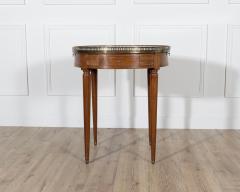 French Louis XVI Style Mahogany Bouillotte Table with Carrara Marble Top - 4313753