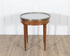 French Louis XVI Style Mahogany Bouillotte Table with Carrara Marble Top - 4313759