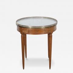 French Louis XVI Style Mahogany Bouillotte Table with Carrara Marble Top - 4319463