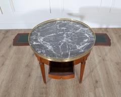French Louis XVI Style Mahogany Bouillotte Table with Marble Top Early 20th Cen - 4313767