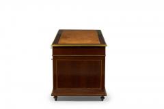 French Louis XVI Style Mahogany and Brass Kneehole Desk - 2800565