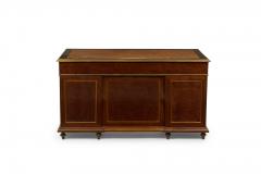 French Louis XVI Style Mahogany and Brass Kneehole Desk - 2800567