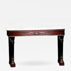 French Louis XVI Style Oak White Marble Console Table - 1430462