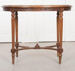 French Louis XVI Style Oval Marble Top Oak Center Table - 1306006