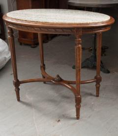 French Louis XVI Style Oval Marble Top Oak Center Table - 1306013