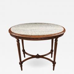 French Louis XVI Style Oval Marble Top Oak Center Table - 1308563