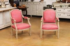 French Louis XVI Style Painted Armchairs with Richly Carved D cor Sold Each - 3564323