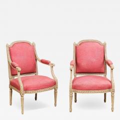 French Louis XVI Style Painted Armchairs with Richly Carved D cor Sold Each - 3571506