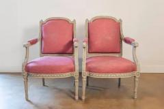 French Louis XVI Style Painted Armchairs with Richly Carved D cor Sold Each - 3722352