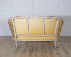 French Louis XVI Style Painted Canap with Yellow Damask Upholstery 20th Cent - 4282287
