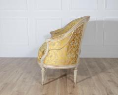 French Louis XVI Style Painted Canap with Yellow Damask Upholstery 20th Cent - 4282288