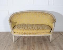 French Louis XVI Style Painted Canap with Yellow Damask Upholstery 20th Cent - 4282292