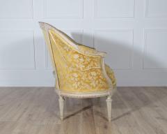 French Louis XVI Style Painted Canap with Yellow Damask Upholstery 20th Cent - 4282313