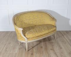 French Louis XVI Style Painted Canap with Yellow Damask Upholstery 20th Cent - 4282318