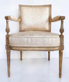 French Louis XVI Style Painted Fauteuil Armchairs Late 19th Century Early 20th - 3502654