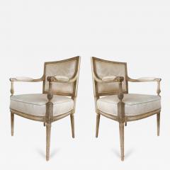 French Louis XVI Style Painted Fauteuil Armchairs Late 19th Century Early 20th - 3514521