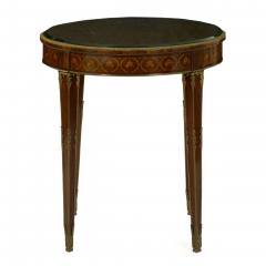 French Louis XVI Style Parquetry Inlaid Bronze Round Accent Table c 1890 - 1099882