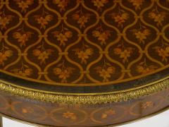 French Louis XVI Style Parquetry Inlaid Bronze Round Accent Table c 1890 - 1099883