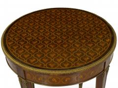 French Louis XVI Style Parquetry Inlaid Bronze Round Accent Table c 1890 - 1099885