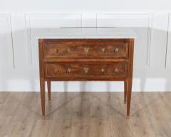 French Louis XVI Style Sauteuse Chest of Drawers in Walnut with Marble Top - 4298974