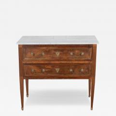 French Louis XVI Style Sauteuse Chest of Drawers in Walnut with Marble Top - 4305809