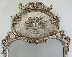 French Louis XVI Style Silver Trumeau Wall or Mantel Mirror - 2866316