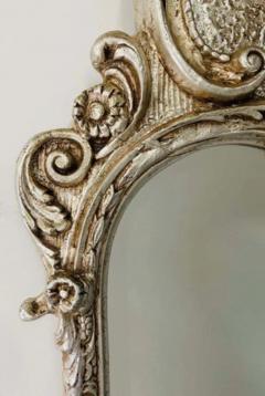 French Louis XVI Style Silver Trumeau Wall or Mantel Mirror - 2866409