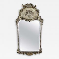 French Louis XVI Style Silver Trumeau Wall or Mantel Mirror - 2895834