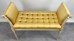 French Louis XVI Style Tufted Gold Upholstery Window Seat Bench - 3851293