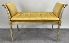 French Louis XVI Style Tufted Gold Upholstery Window Seat Bench - 3851299