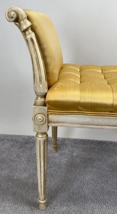 French Louis XVI Style Tufted Gold Upholstery Window Seat Bench - 3851300