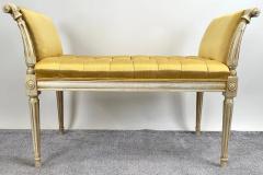 French Louis XVI Style Tufted Gold Upholstery Window Seat Bench - 3851303