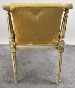 French Louis XVI Style Tufted Gold Upholstery Window Seat Bench - 3851304