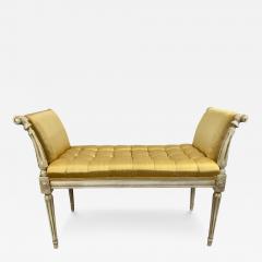 French Louis XVI Style Tufted Gold Upholstery Window Seat Bench - 3854901