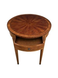 French Louis XVI Style Tulipwood Marquetry Veneered Circular Side Table - 4492263
