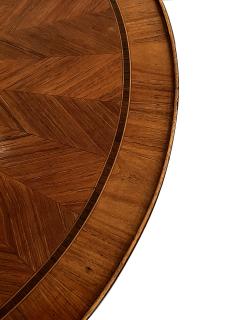 French Louis XVI Style Tulipwood Marquetry Veneered Circular Side Table - 4492268