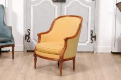 French Louis XVI Style Walnut Berg res Chairs with Wraparound Backs Pair - 3564508