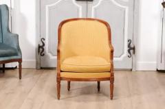 French Louis XVI Style Walnut Berg res Chairs with Wraparound Backs Pair - 3564510