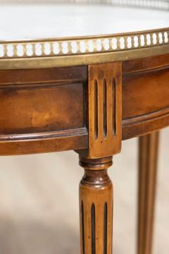 French Louis XVI Style Walnut Bouillotte Table with Marble Top and Brass Gallery - 3660273