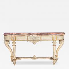 French Louis XVI Style White Painted Parcel Gilt Violet Marble Console Tabl - 4504211